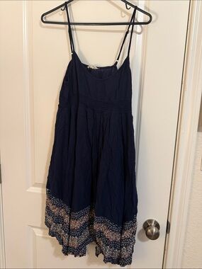 entro Navy Midi Dress with Floral Border